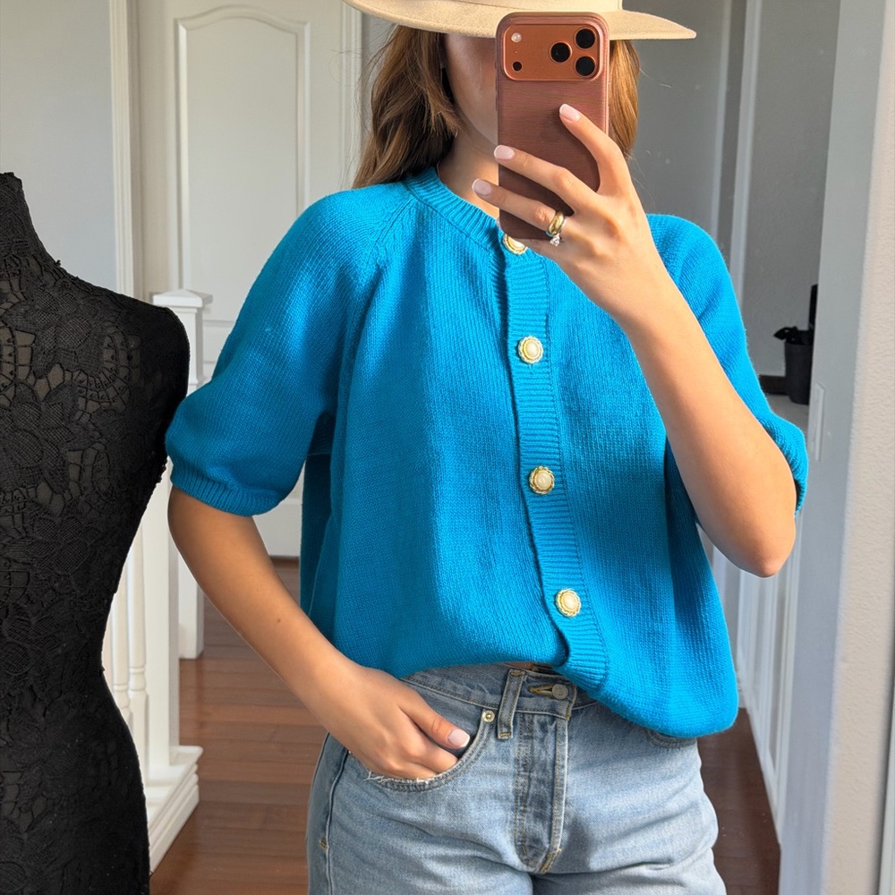 Vibrant Blue Button-Down Women's Shirt